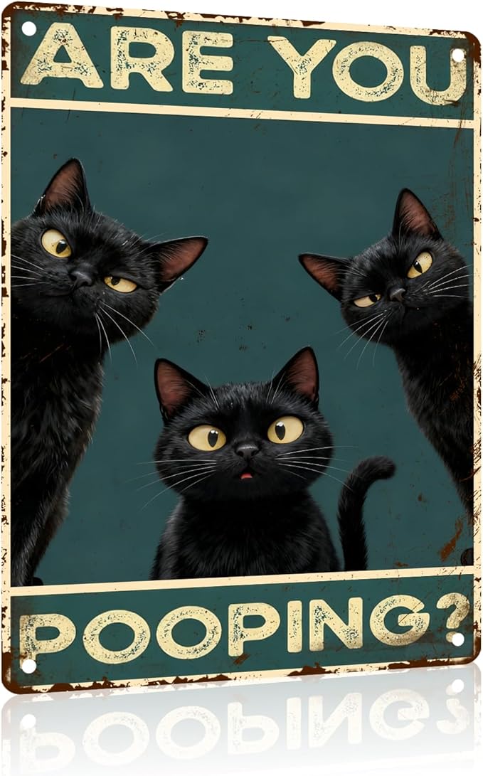 PEACHGARDEN Are You Pooping Metal Sign Funny Dog Wall Decor for Home Bathroom Poster Restroom Toilet Washroom 12x16inch