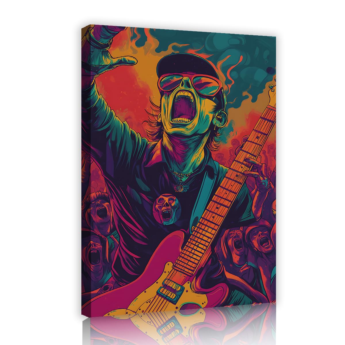 YUNART Stampe su tela a tema musica vintage arte murale colorata Pop Art Pop Music Festival Poster per feste decorazione murale per camera da letto e soggiorno 80x120cm Telaio interno