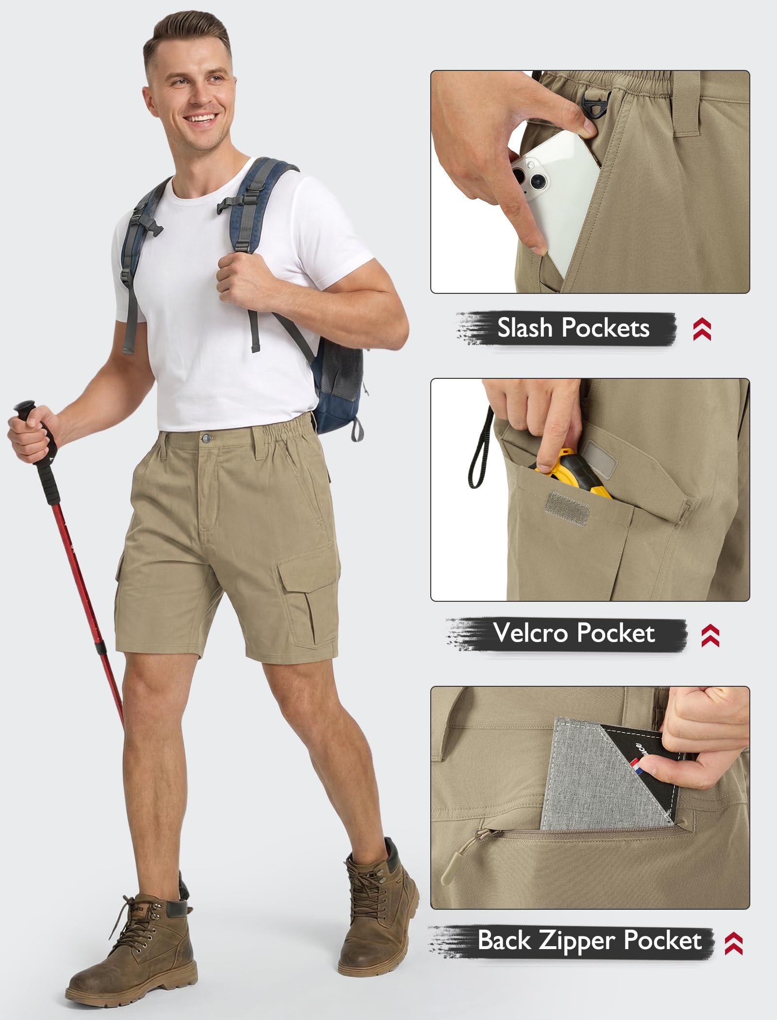 IGOLUMON Short Cargo Homme Bermuda de Randonnée Léger et Élastique