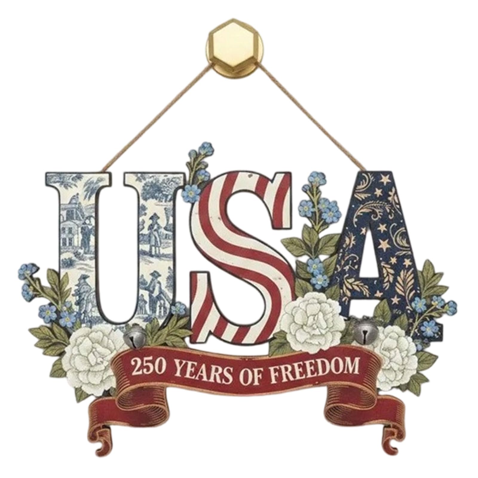 Patriotic Door and Wall Decor for Home Display, Independence Day 250th Anniversary Porch and Entryway Accent Home Patriotic Door Decor July Fourth Decoration Anniversary Accent Front Wall Porch Red