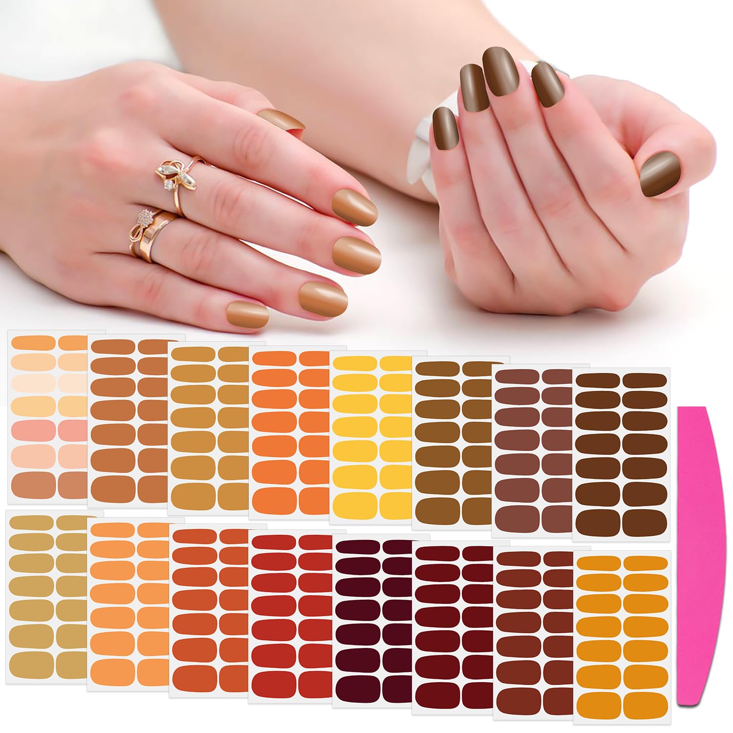 SILPECWEE 16 Sheets Full Nail Wraps for Women Stick on Nail Polish Strips Gel Nail Strips Self Adhesive Nail Polish Stickers Thanksgiving Fingernail