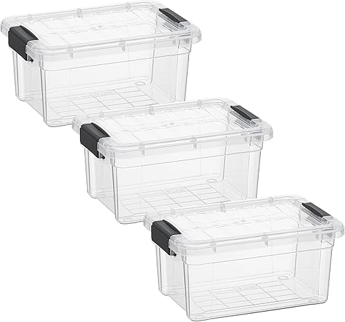 Miniatura 35 de Superio Cajas de almacenamiento transparentes con tapas, contenedores de plástico de 2.5 cuartos de galón para organizar, cajas apilables, sin BPA,