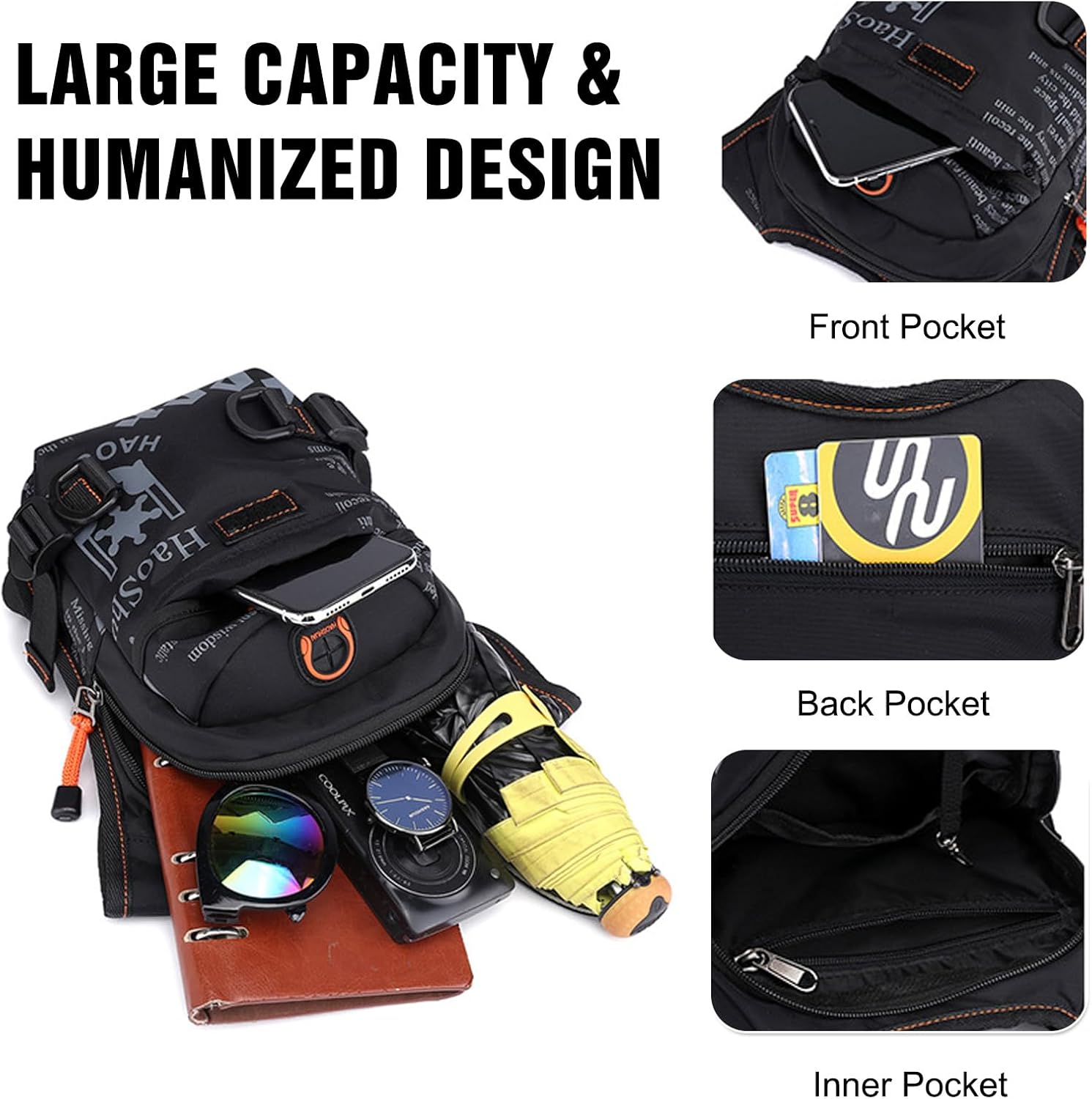 FANDARE Thigh Drop Leg Bag for Men Women with Leg Strap Waist Fanny Pack Bumbags Sling bag Motorcycle Chest Crossbody Cover Pack for Cycling Travel Outdoor Sport Gym Shoulder Bag Dark Green