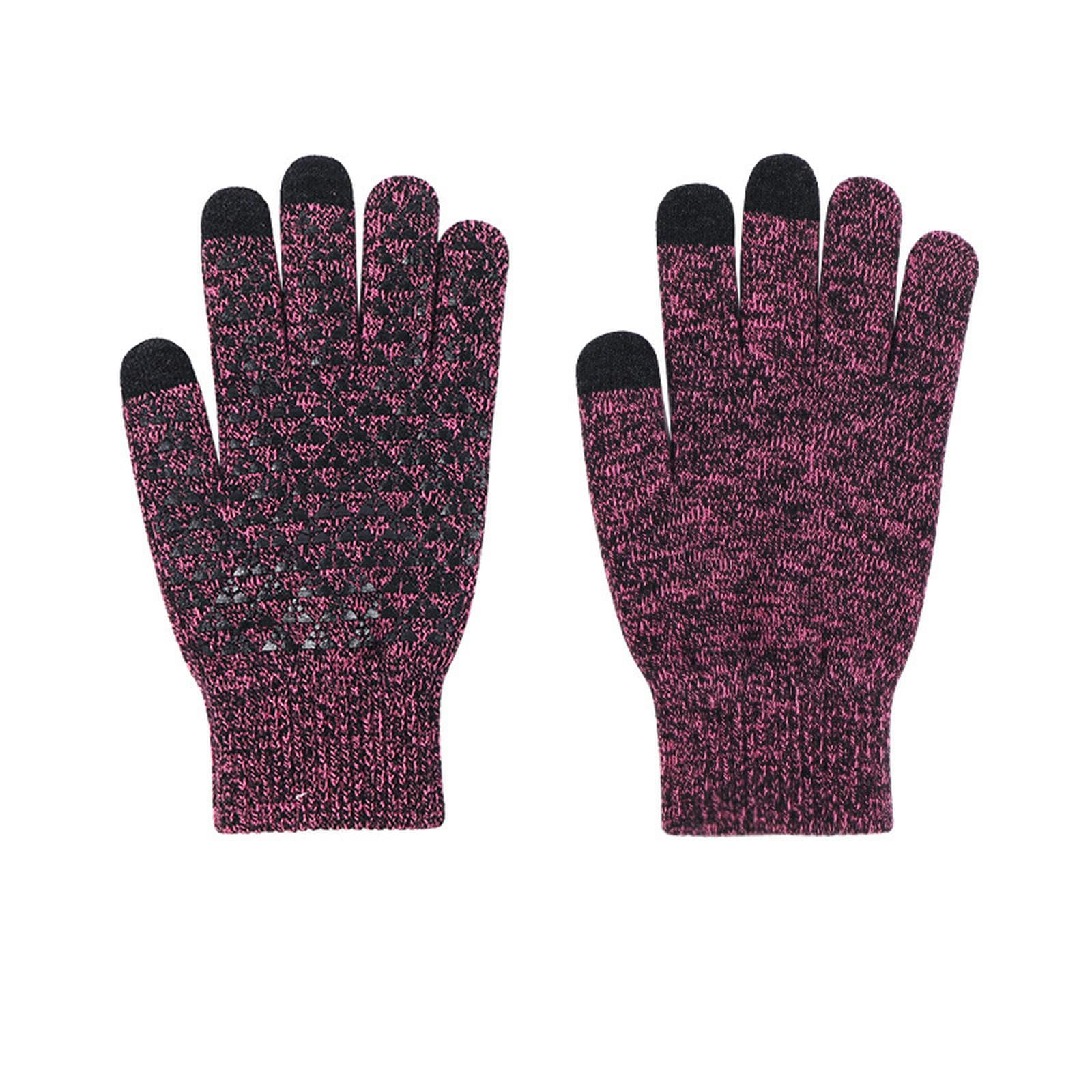 Guantes de punto para mujer y hombre con pantalla táctil color rosa rojo talla única