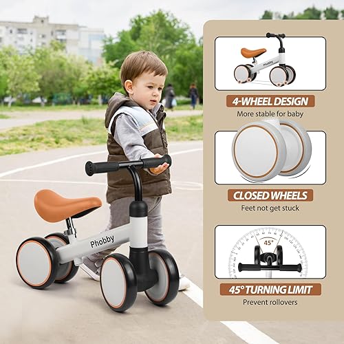 Miniatura 2 de Bicicleta de equilibrio para bebés de 1, 2, 3 años, bicicleta de 4 ruedas con asiento ajustable, regalo de juguete de primer cumpleaños para niños