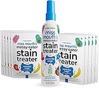Miss Mouth's Messy Eater Stain Treater Spray 4oz + 10 Wipes - Fast Baby Stain Remover for Food, Grease, Clothes, Upholstery, Carpets