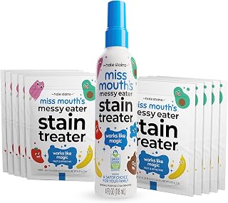 Miss Mouth's Messy Eater Stain Treater Spray 4oz + 10 Wipes - Fast Baby Stain Remover for Food, Grease, Clothes, Upholstery, Carpets