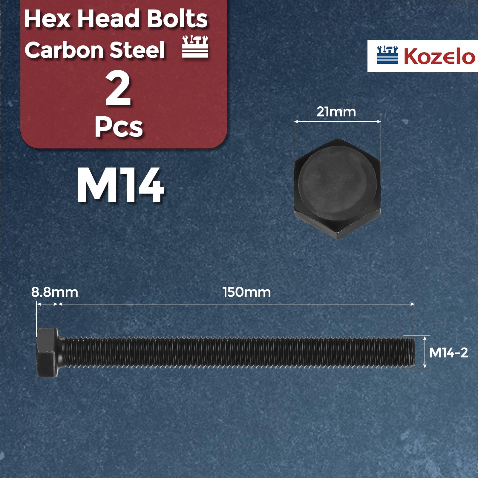 Kozelo 2 Pcs Hex Head Screws Bolts - Image 2