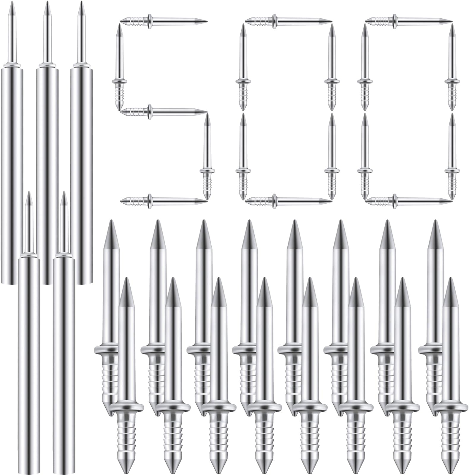 500 Pieces Double-Head Skirting Thread Seamless Nails Non Marking 2 Sided Invisible Special Hidden Nails with 5 Installation Barrels for Skirting