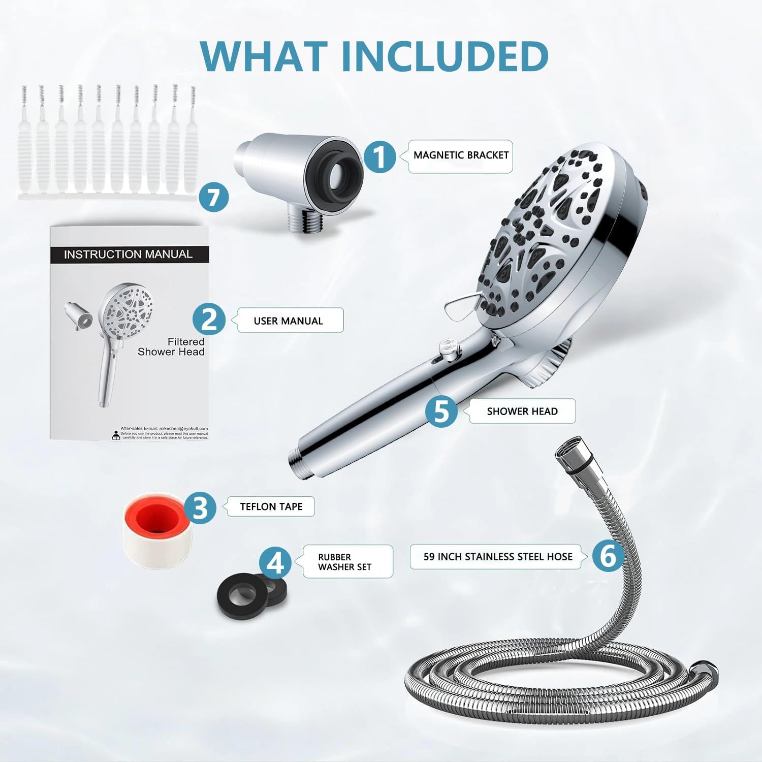 Aroma Filtered Shower Heads With Handheld Spray Combo,High Pressure 10 Ways Rainfall Shower Wand,Built-in 2 Power Jet,Flow Switch,Magnetic System,Detachable Shower Head With 72''Hose,U.S.Patents