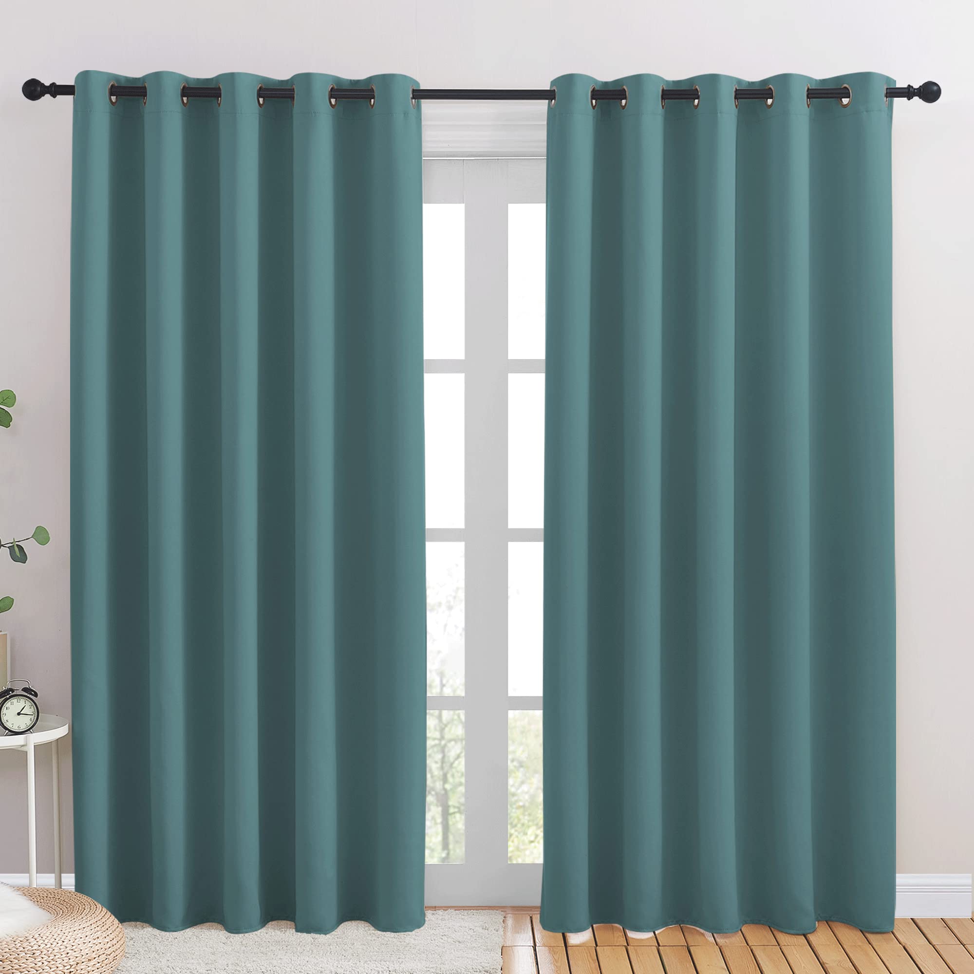 NICETOWN Extra Wide Blackout Draperies Curtains for Kids Room, Window Treatment Thermal Insulated Solid Grommet Blackout Drape Panels for Bedroom (