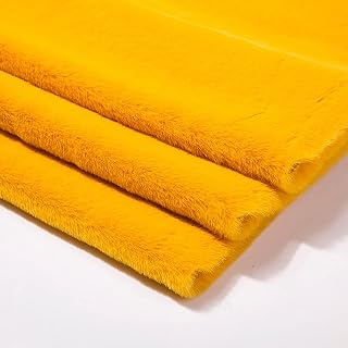 可爱人造毛皮面料短毛绒面料人造皮毛面料发长1cm蓬松面料 160*50cm 服装装饰、缝纫工艺品室内装饰面料 (Color:黄)