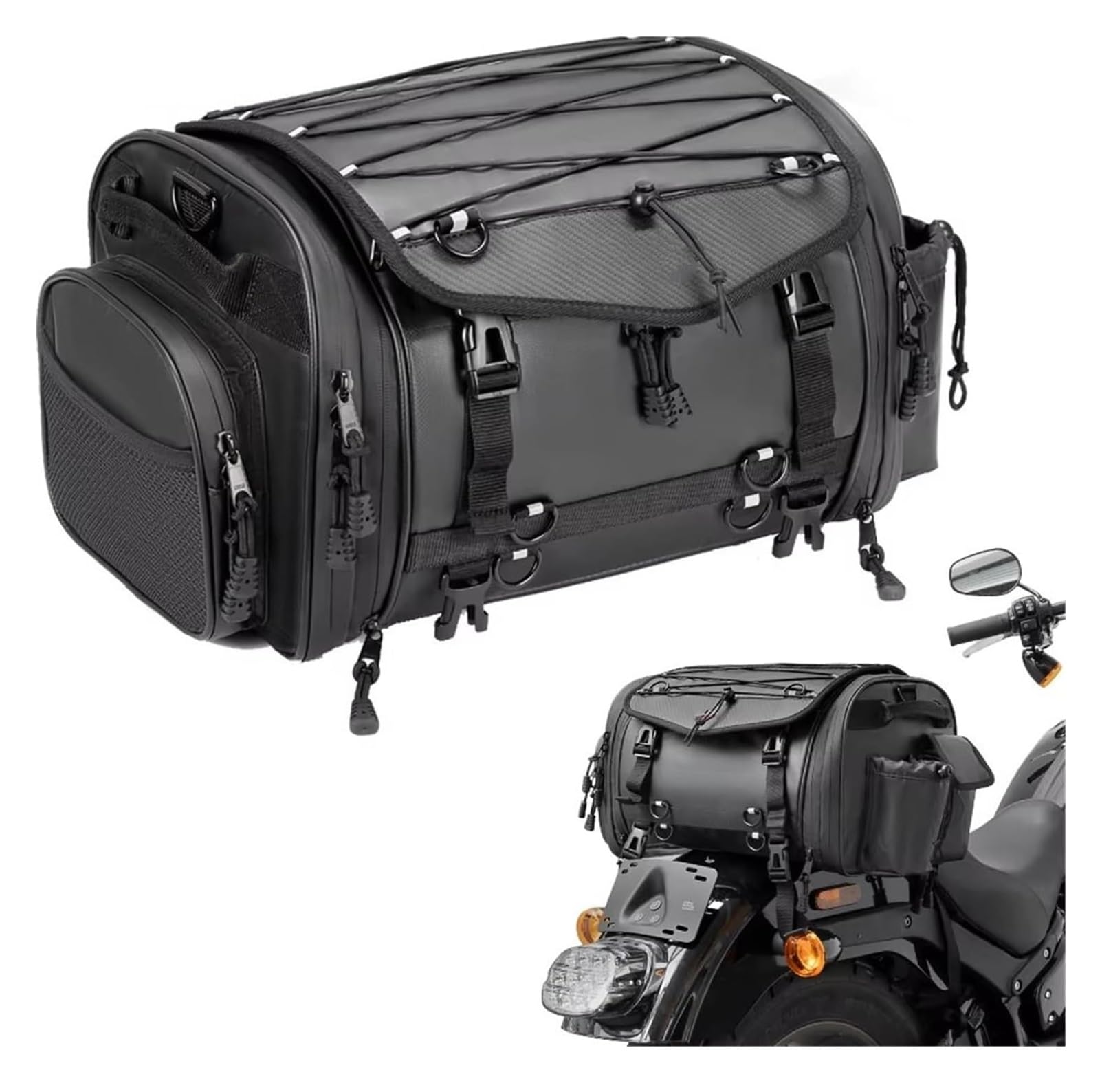 Moto Paraurti Borsa Moto Sella Coda Espandibile Grande capacità Viaggio Bagagli Universale PVC Impermeabile Borsa