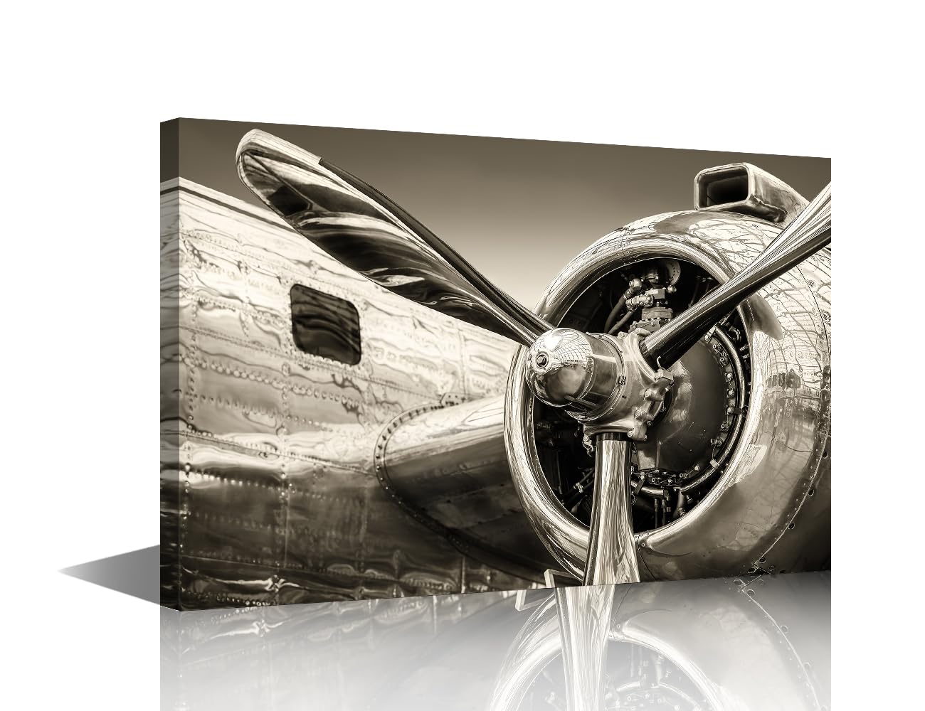 TISHIRON Aircraft Engine Wall Art for Living Room - Black and White Canvas Contemporary Posters and Prints - 1 Piece Modern Artwork Ready to Hang for Bedroom Office, 18x12in โ image 1