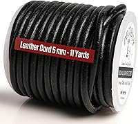 Vista 30 de Cordón de cuero para hacer joyas, cordón redondo de 2 mm, cuerda de 27 yardas utilizada para manualidades, cuerda para collar, trenzado - Negro