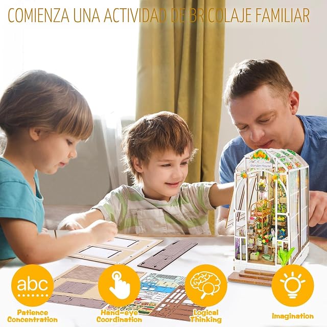 Foto 7 de 8 de DIY Book Nook Kit - Casa de muñecas en Miniatura de Madera con Muebles y Luces LED, Decoración del hogar…