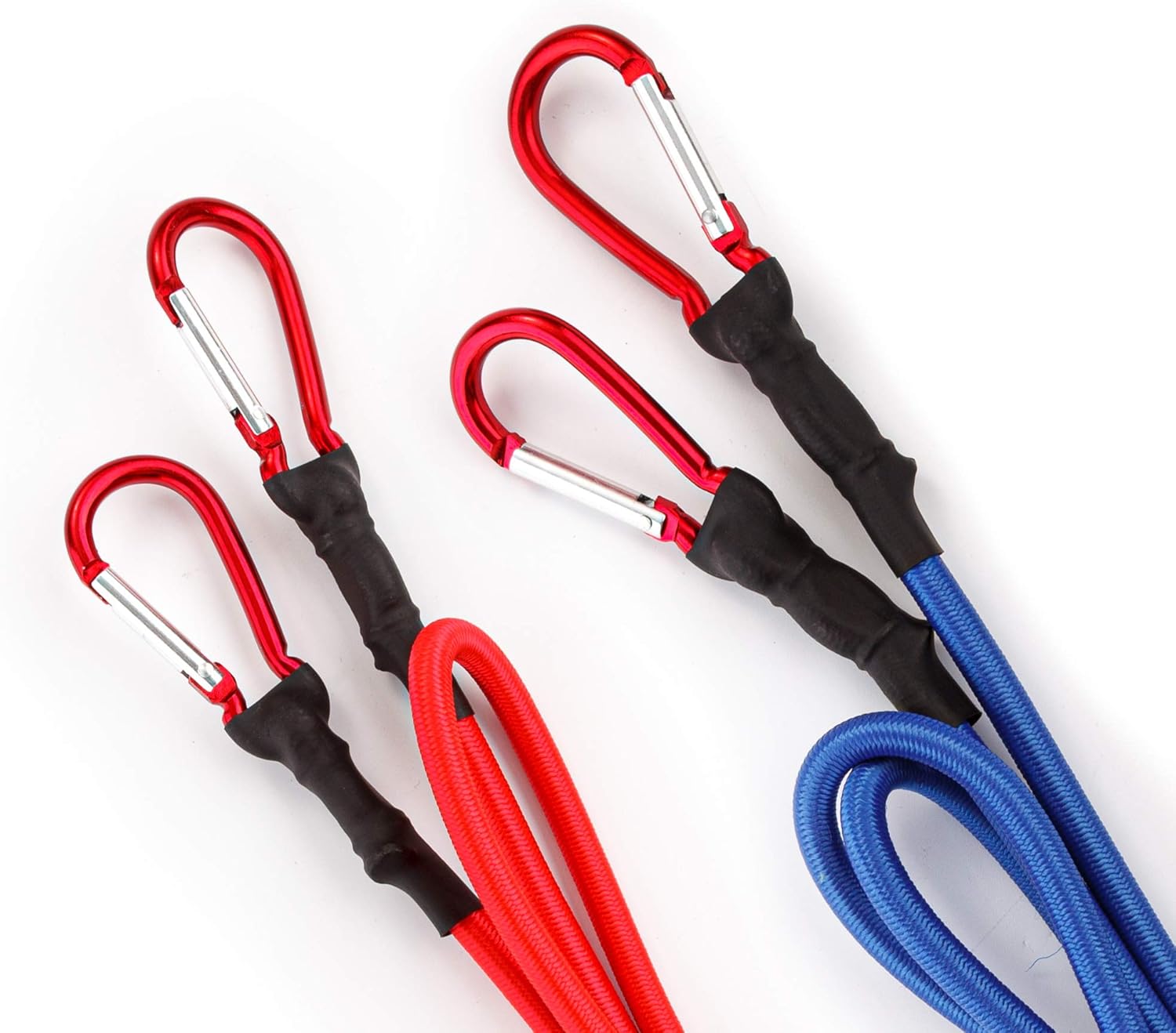 Cartman UV Treated Bungee Cord 2 Pack 60", 2 Pack 40" with Carabiner Hook 4PK