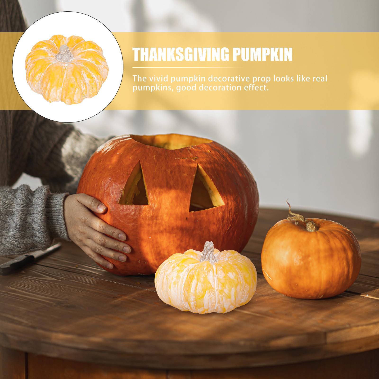 Uonlytech 2 Stück Keramik Kürbis Deko für Halloween und Thanksgiving Kleiner Gelber Kürbis als Außendekoration und Tischdeko Rustikaler Stil und Schlichte Form