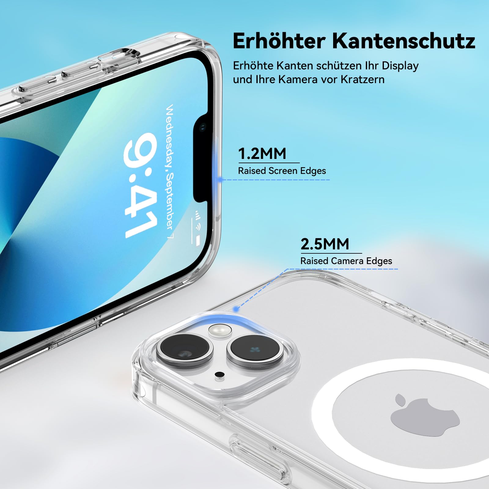 Natiiozie Magnetica Cover per iPhone 13/iPhone 14 Compatibile con MagSafe Custodia Traslucida Opaca Posteriore, Antiurto Anti-impronta Resistente ai Graffi Protettiva Case Trasparente