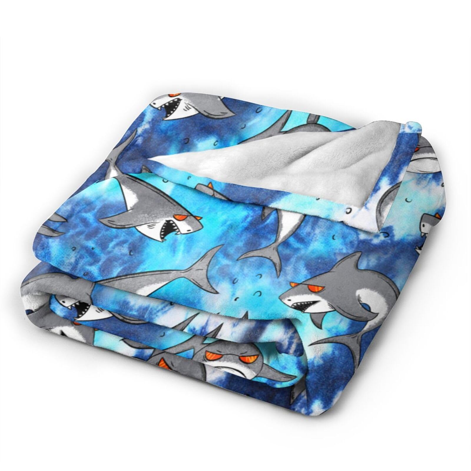 Sharks and Tie Dye Throw Blanket Soft Cozy Blanket Lightweight Flannel Blankets for Couch Bed Living Room Adults Kids Teens Gifts All Season 60