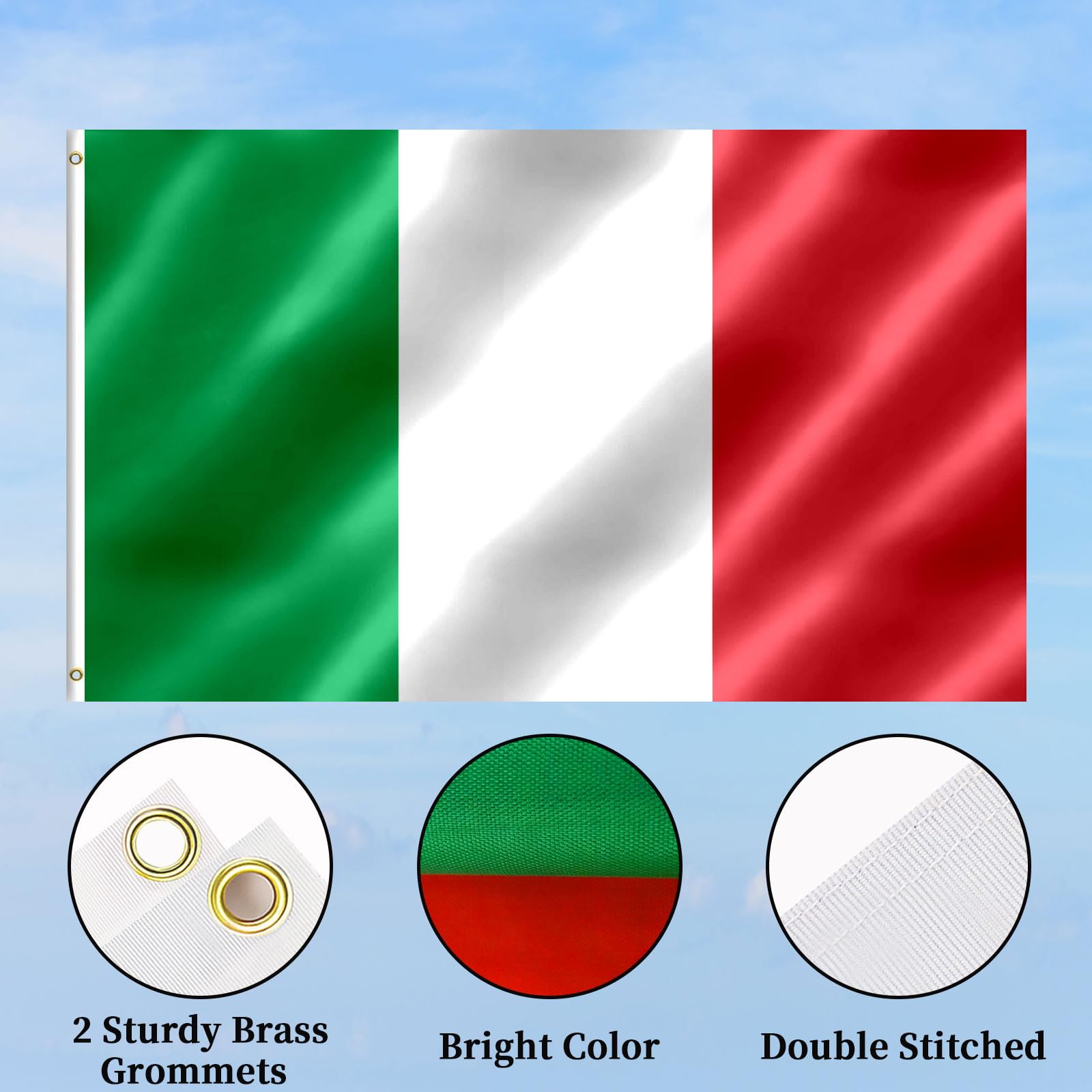 Italian Flag 3x5 FT Italy Flag With Brass Grommets Fade Proof For Outdoor Decor(Italy) - Image 4