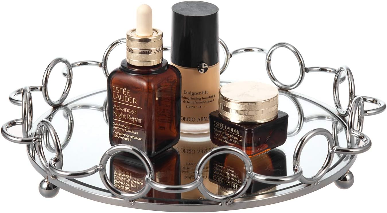 Buy Feyarl Cosmetic Vanity Tray Anti Scratch Glass Mirror Ornate Jewelry Trinket Organizer Perfume Bottle Tray Container Decorative Tray Skin Care Tray Home Deco Dresser Bathroom Storage Online In Turkey B07sryymlz