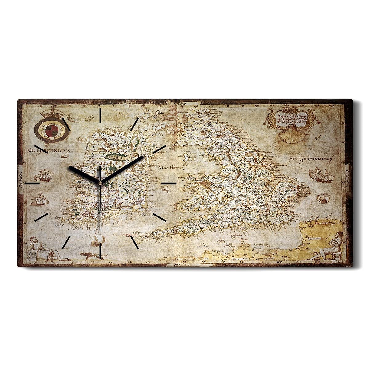 Horloge silencieuse chambre 60x30cm tableau sur toile carte Altengland sans bruit