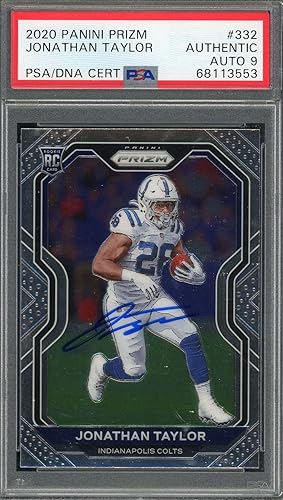 Jonathan Taylor 2020 Panini Prizm Signed Rookie Card #332 Auto Graded PSA 9