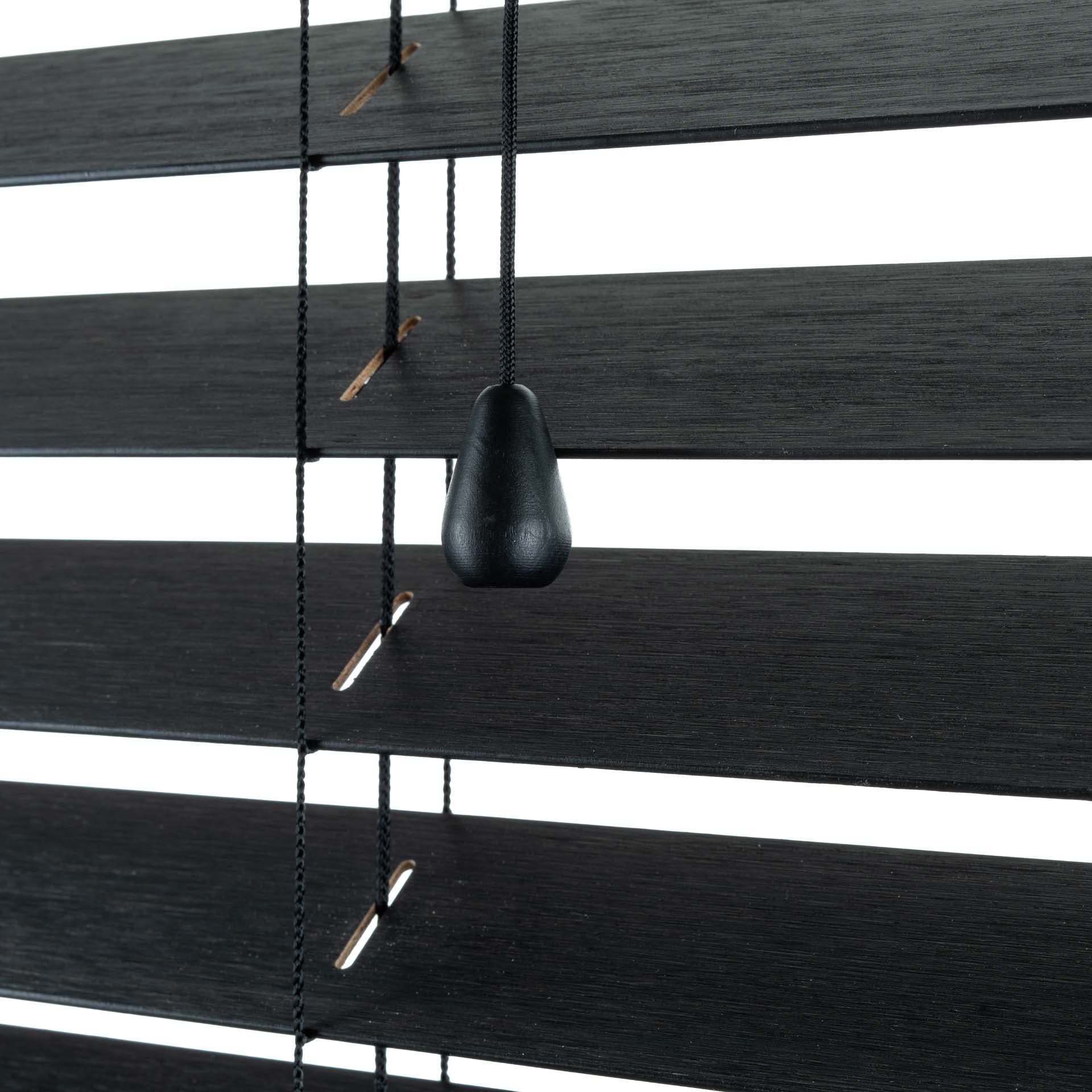 Bambus Jalousie 50 mm - Schwarz - 120 cm x 250 cm (BxH) - Jalousie für Fenster und Tür - Jalousie aus Bambus - Erhältlich in Breiten von 50 cm bis 160 cm - Innenjalousie