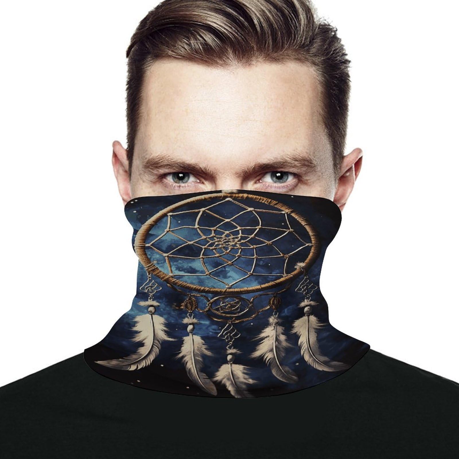 BFGWK Neck Gaiter Fashionable White Fantasy Dream Catcher Printing Neck Warmer Windproof Face Mask For Ski Snowboard