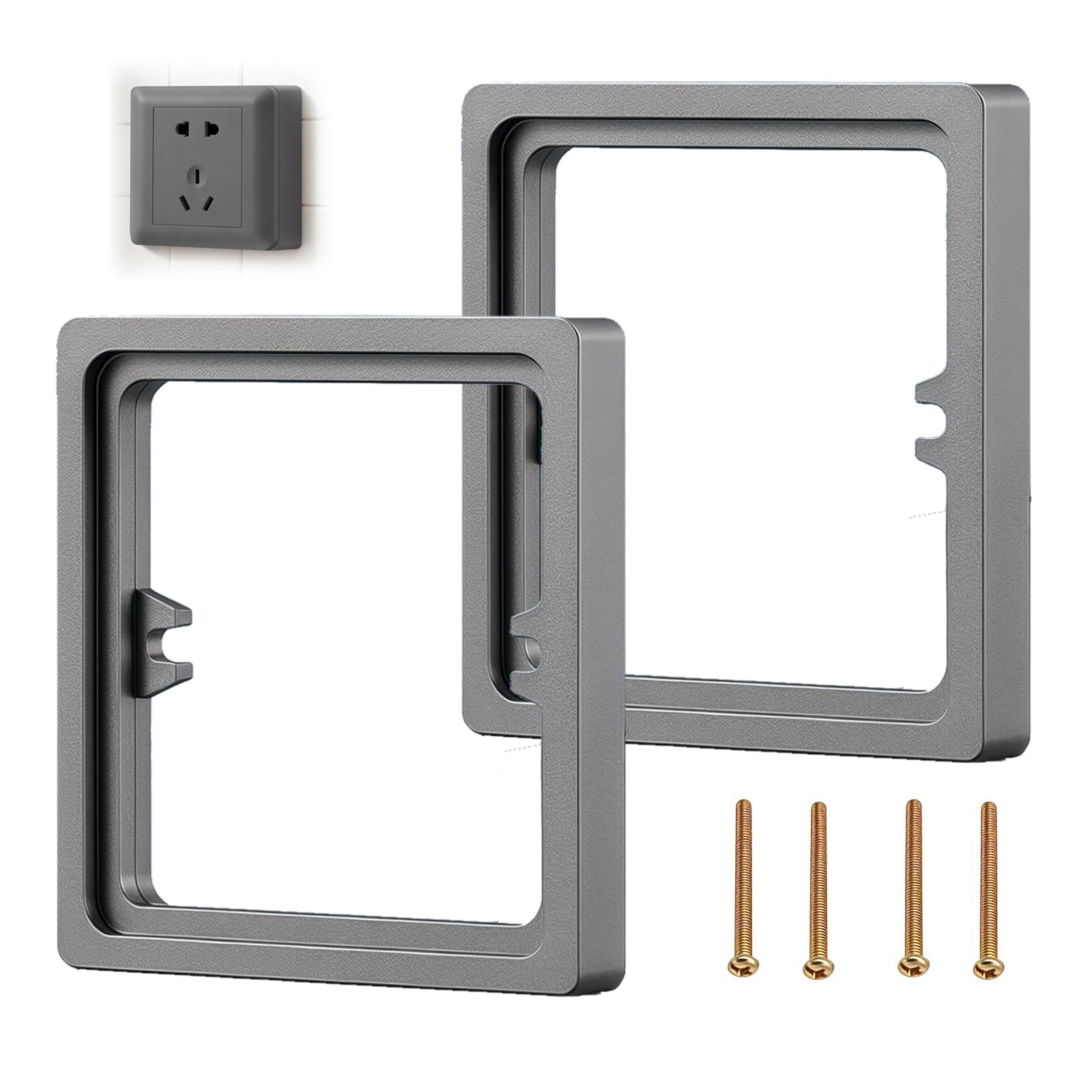 2 Pack Grey Light Switch Spacer – 10mm Electrical Socket Spacer Plate with 40mm Screws – Durable ABS Single Gang Spacers for Uneven or Recessed Walls – Ideal for DIY Home Renovation Projects