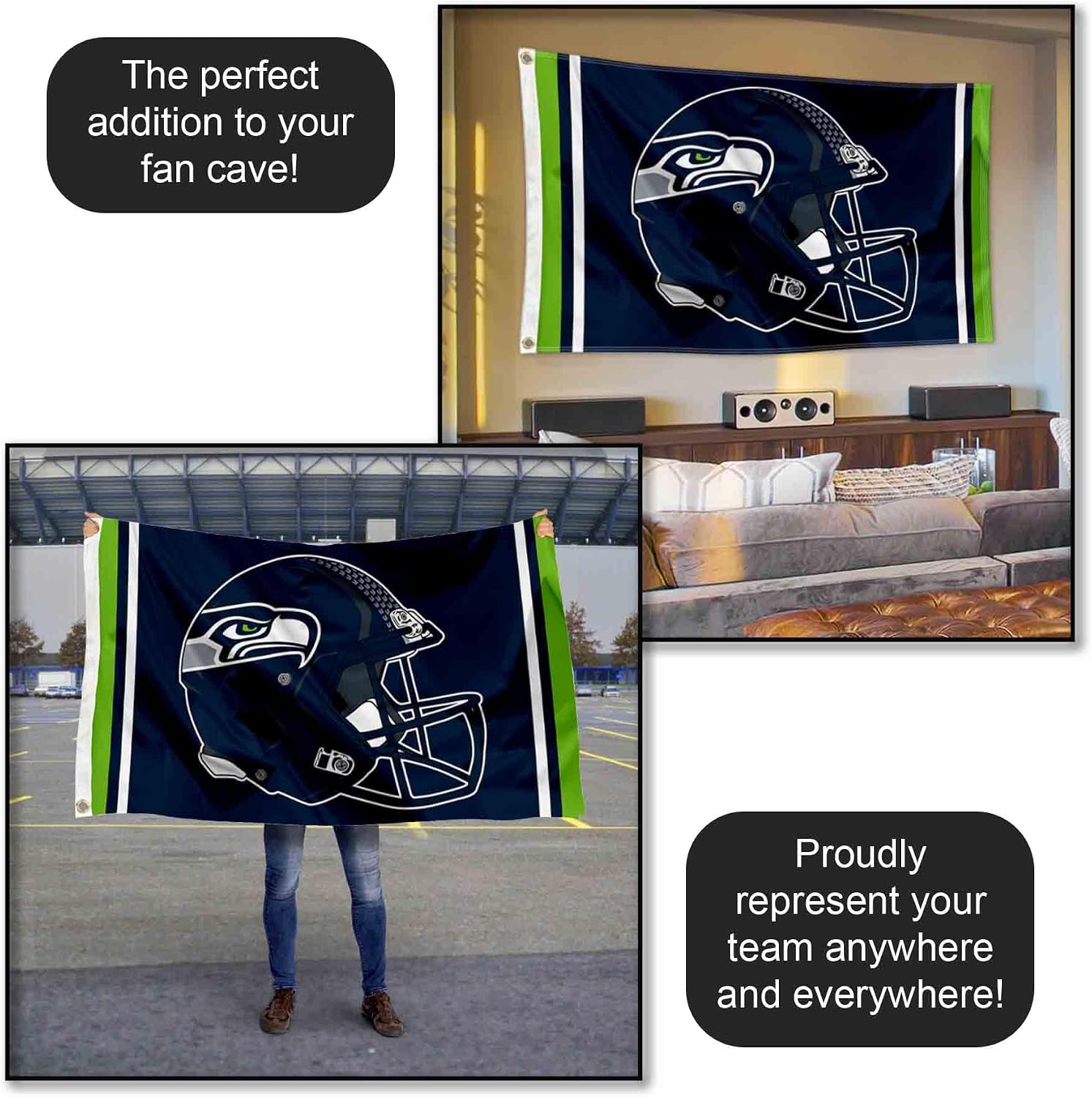 Seattle Seahawks New Helmet Grommet Pole Flag