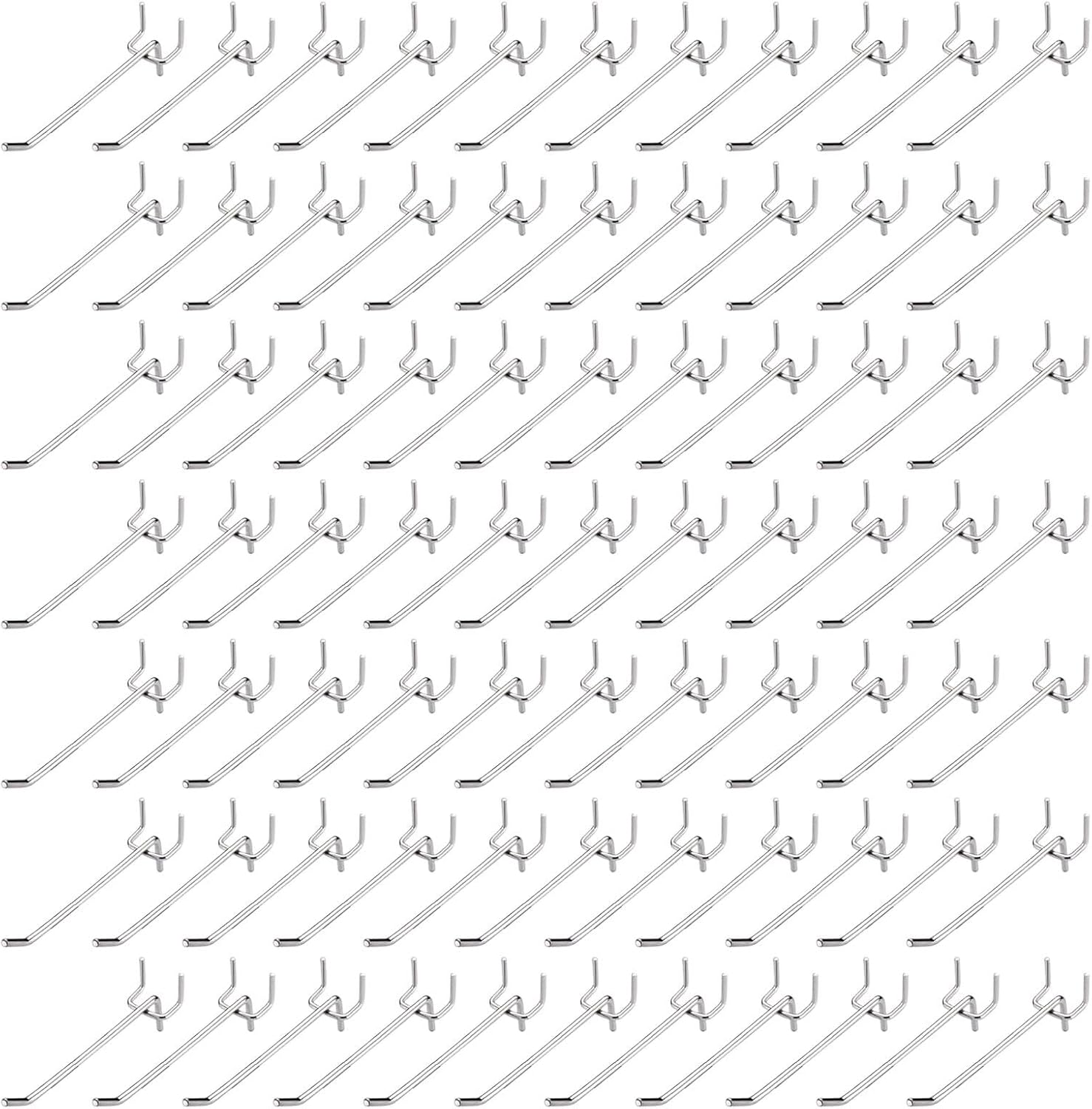100 Pack Peg Board Hooks, 4 Inch Stainless Steel Pegboard Hooks, Shelving Display Hanging Peg Board Holders for 1/8 Pegboards for Garage, Office,Kitchen, Store