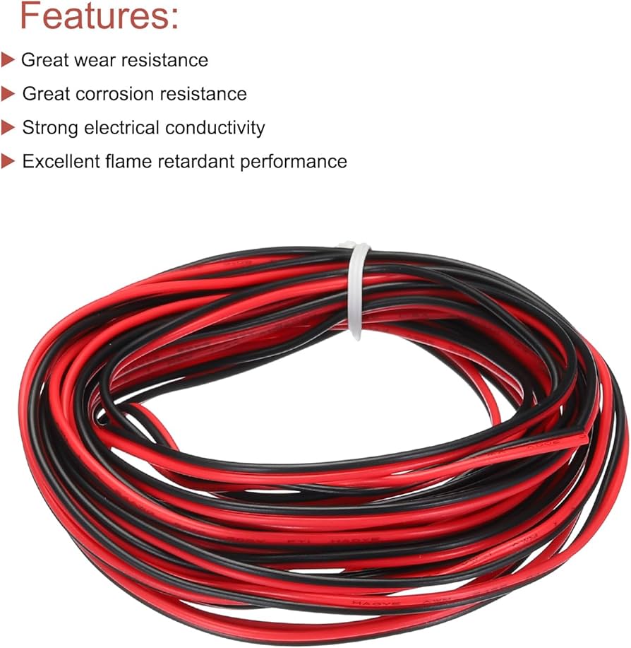 Amazon.co.jp: uxcell 24ゲージ2芯平行PVCワイヤー 長さ14.8フィート