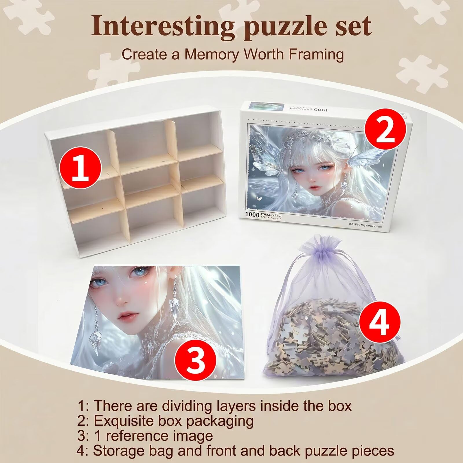 Bellezza cartone animato Puzzle 4000 Pezzi per Adulti, Puzzle in Legno -Collezione Classica con Poster Incluso - Sfida di Concentrazione e Passatempo Antistress, Gioco per Famiglia, 141 x 87 cm f0-743