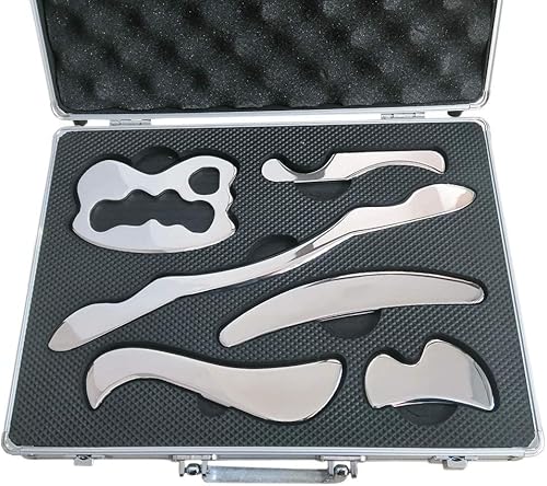 NCCYOOT IASTM Tool Gua Sha - Juego de 6 raspadores musculares de acero inoxidable para terapia de tejidos blandos y reducir brazos, piernas,