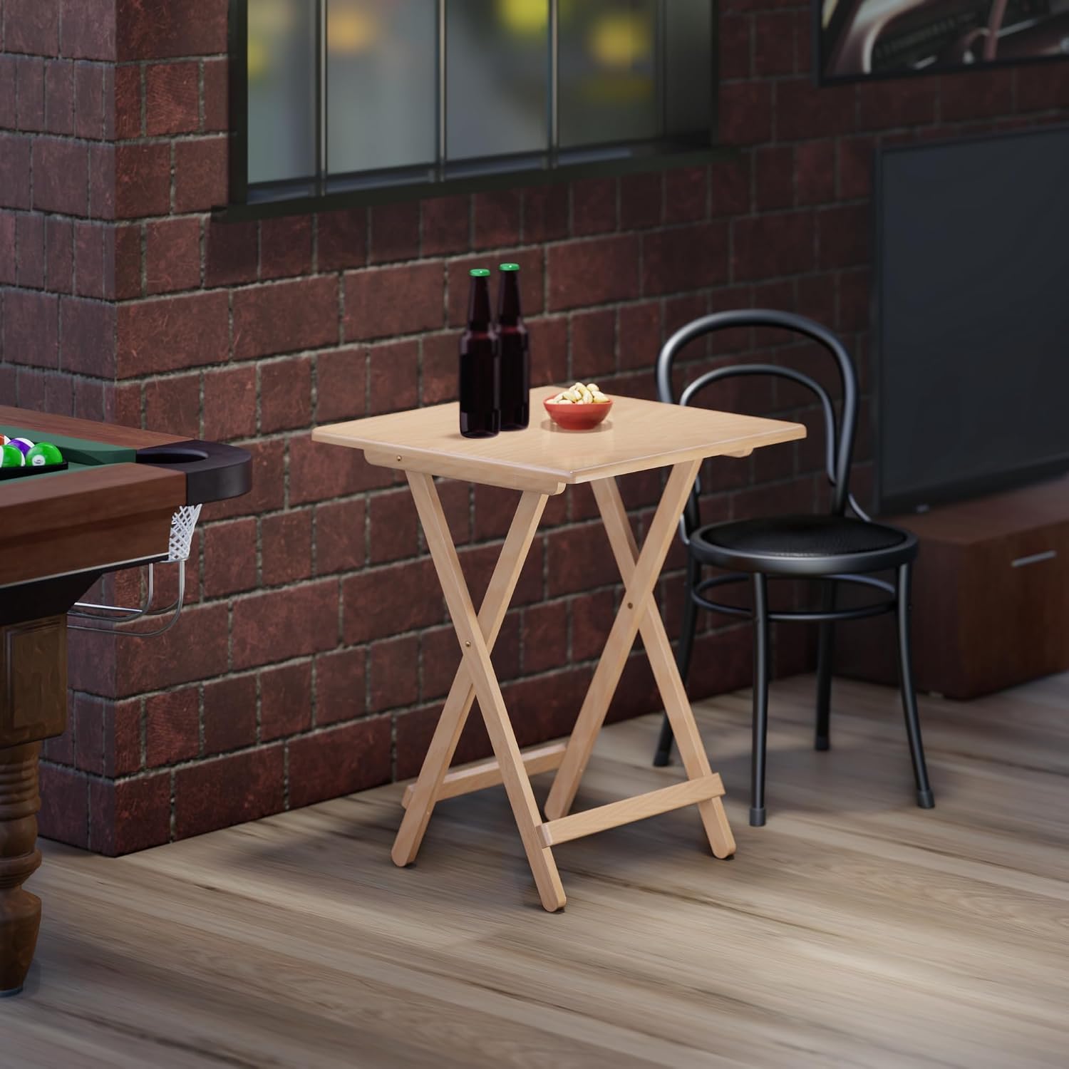 Winsome Delayney Folding Table Natural Wood Finish - Portable Accent Table for Small Spaces