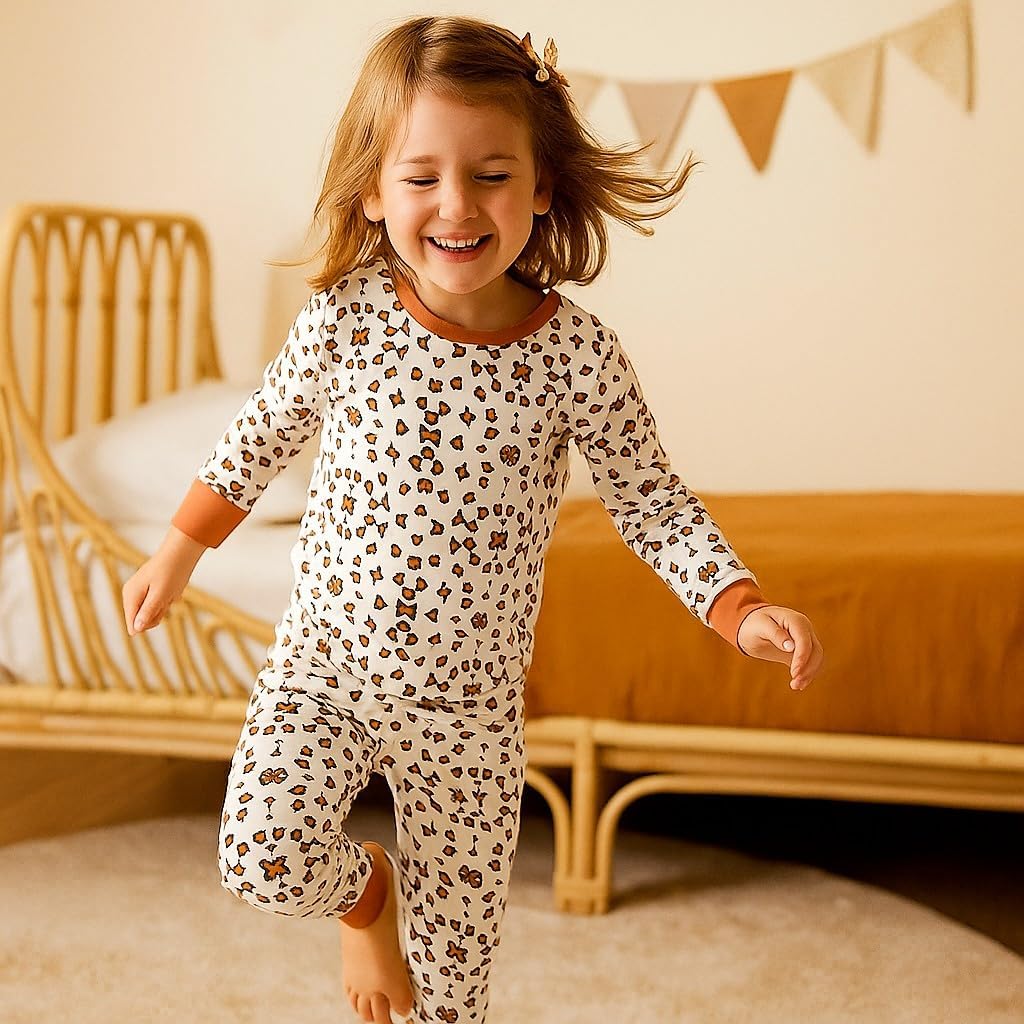 OPAWO Bamboo Pajamas Toddler Boys Girls Pajama Set 2-Piece Long Sleeve Tee and Pants Kids Fall Clothes Sleepwear Pj Set 2-8Y - Image 3