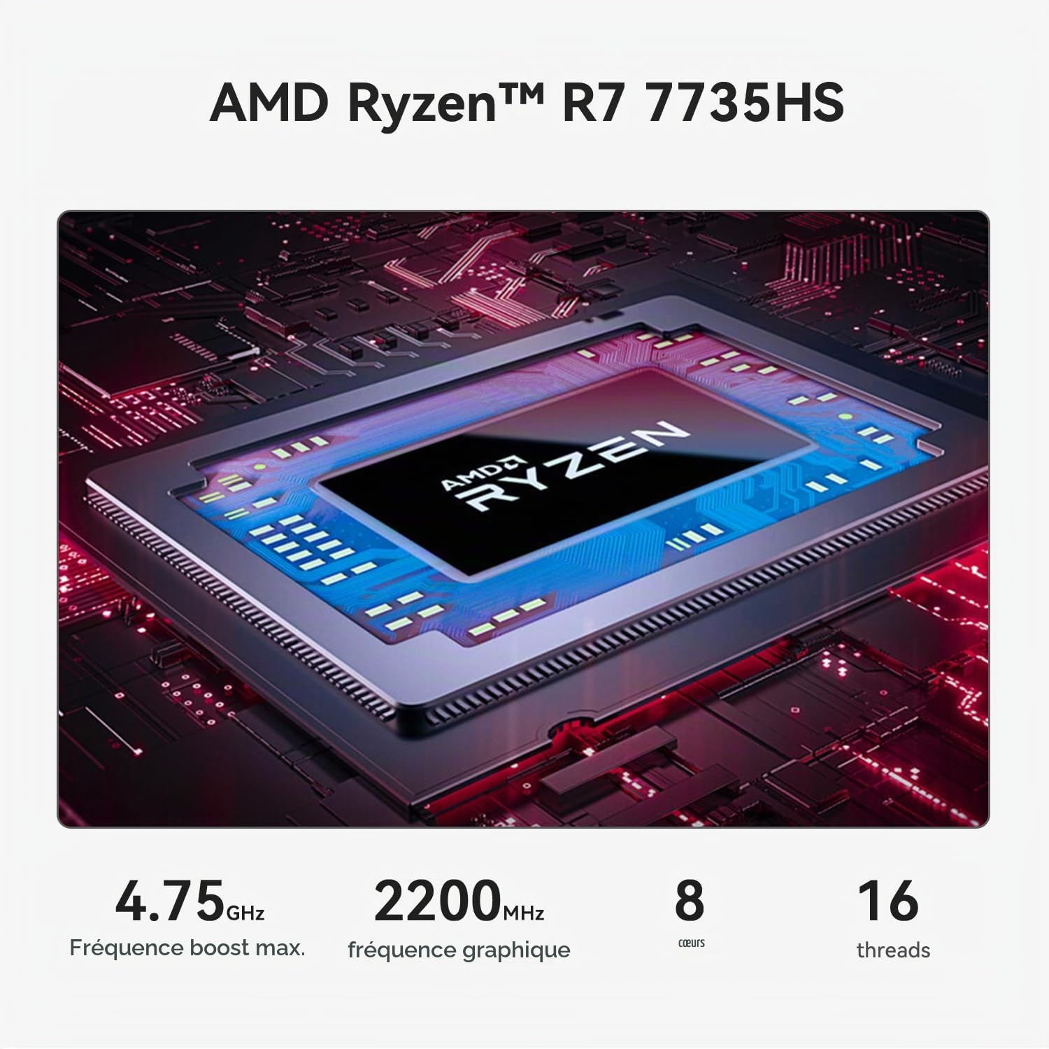 Beelink Mini PC AMD Ryzen R7 7735HS(8C/16T,jusqu'à 4.75GHz), SER5 Max Mini Computer, 24G LPDDR5 RAM/500GB M.2 PCIe SSD, 4K Triple Displays, DP1.4, HDMI, Type-C, WiFi6, BT5.2, 2.5G LAN