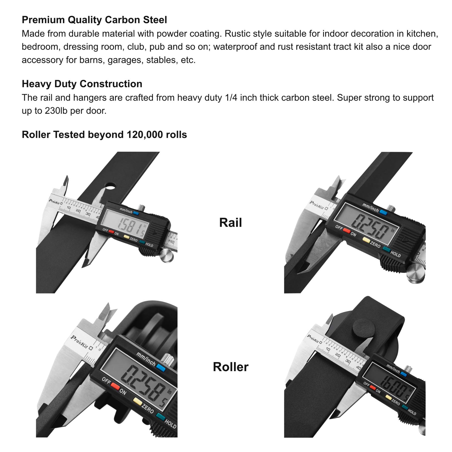 FaithLand 12FT Double Sliding Barn Door Hardware Track Kit for Wood