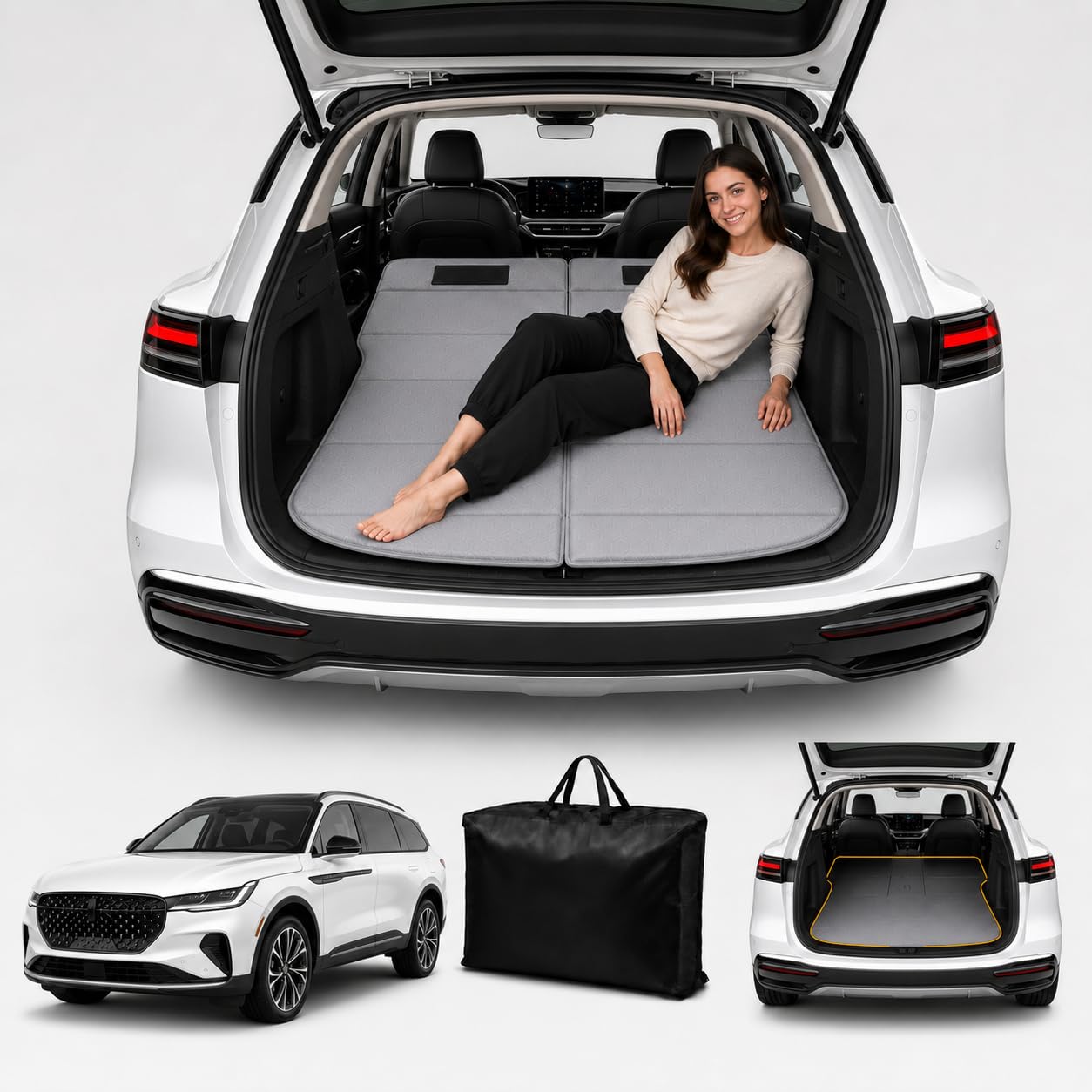 Car Mattress for 2024–2026 Lincoln Nautilus/MKX, Upgraded Non-Inflatable Thickened Foam SUV Car Camping Mattress, Foldable Trunk Sleeping Pad Car Bed Mattress for Road Trips Camping Travel