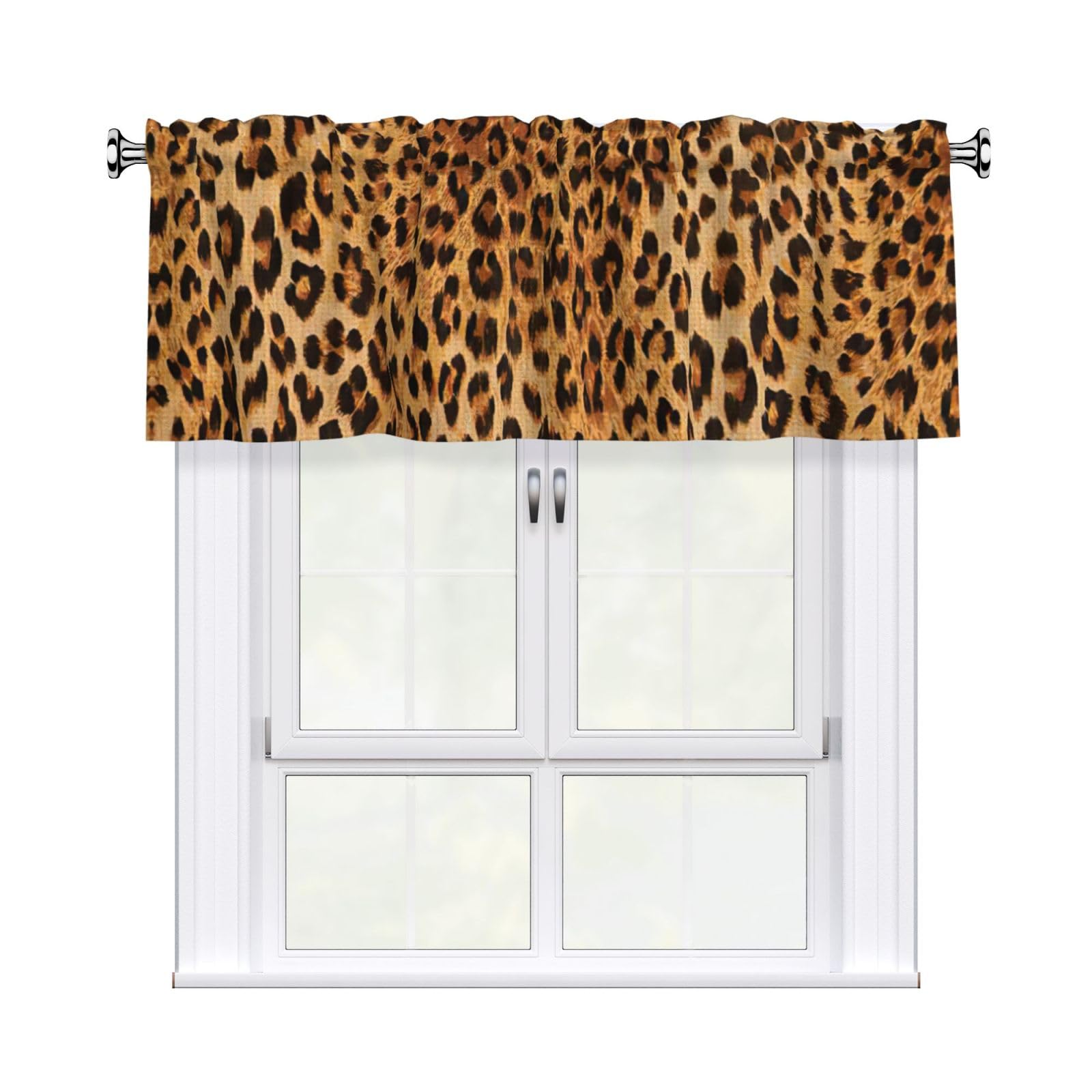 aacxzff Leopard Print Print Curtain Valance 54"x18" (WxL) for Kitchens Bathrooms Bedrooms Balconies Living Rooms