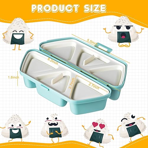 Miniatura 2 de Onigiri - Molde de bola de arroz triangular capaz de hacer hasta 6 triángulos de sushi al mismo tiempo rápidamente, molde de bolas de arroz para