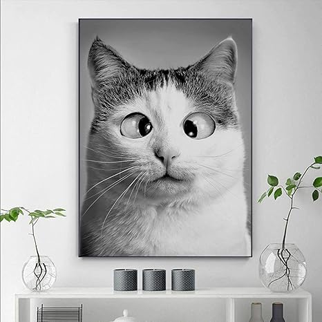 Amazon Co Jp 面白いかわいい猫のキャンバス絵画動物の大きな目キティポスターと版画黒と白の写真子供部屋の家の装飾アート 80x110cm フレームレス ホーム キッチン Amazon Co Jp 面白いかわいい猫のキャンバス絵画動物の大きな目キティポスターと版画黒と白の写真子供部屋の家の装飾アート 80x110cm フレームレス ホーム キッチン