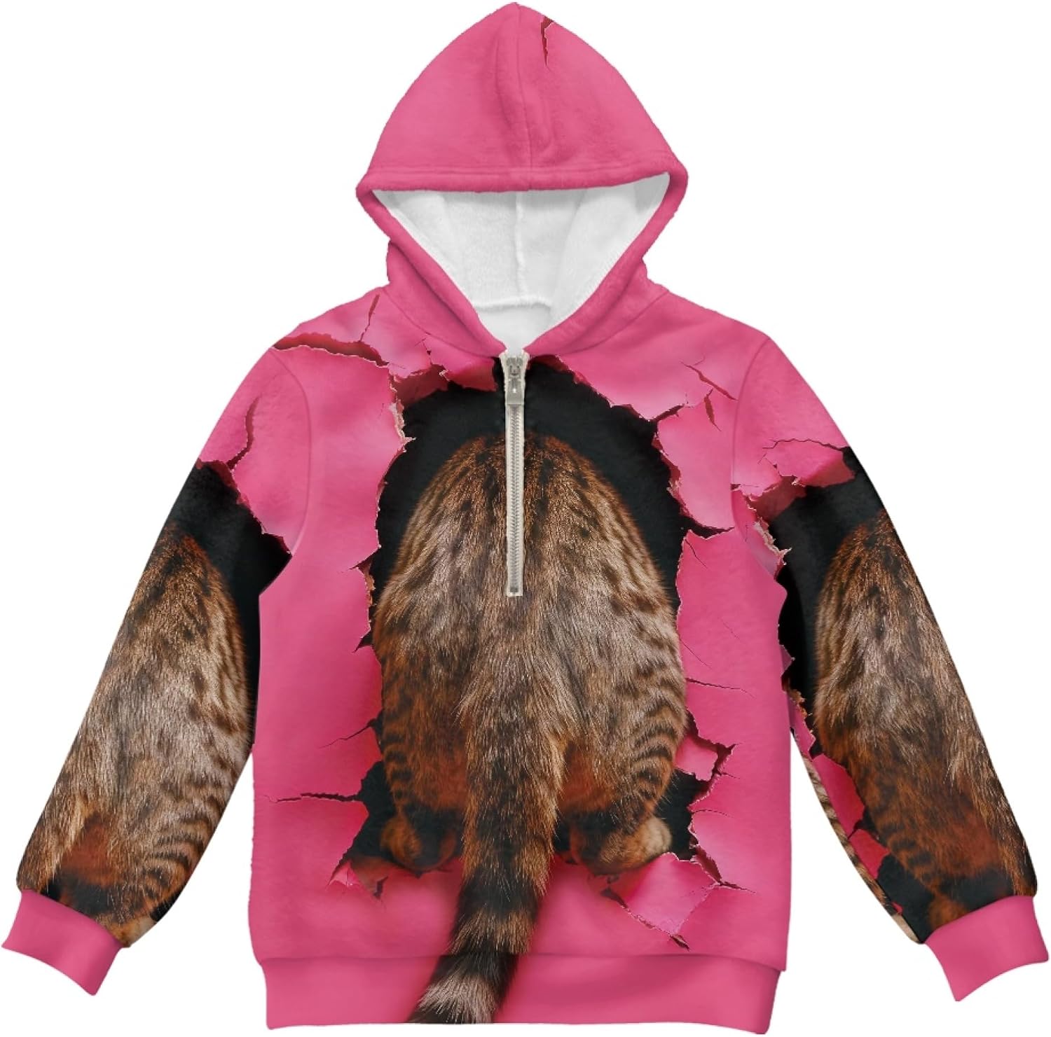 AmzPrint Quarter Zip Fleece Hoodie For Girls Long Sleeve Streetwear Pullover Back To School Big Hoodies For Toddler Girls