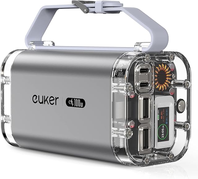 Euker Power Bank 40000mAh 100W Laptop Portable Charger 4 Ports, IP67 with LED Lights and See-Through IPS Screen, Power Station Battery Pack for iPhone 14/13 Series, Samsung, MacBook, Dell, ipad,etc
