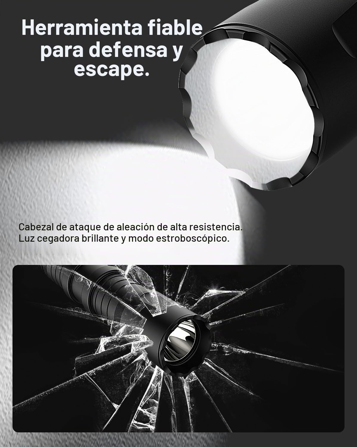 DARKFANG táctica linterna 1250 lúmenes Picatinny Rail, linterna recargable con interruptor de presión
