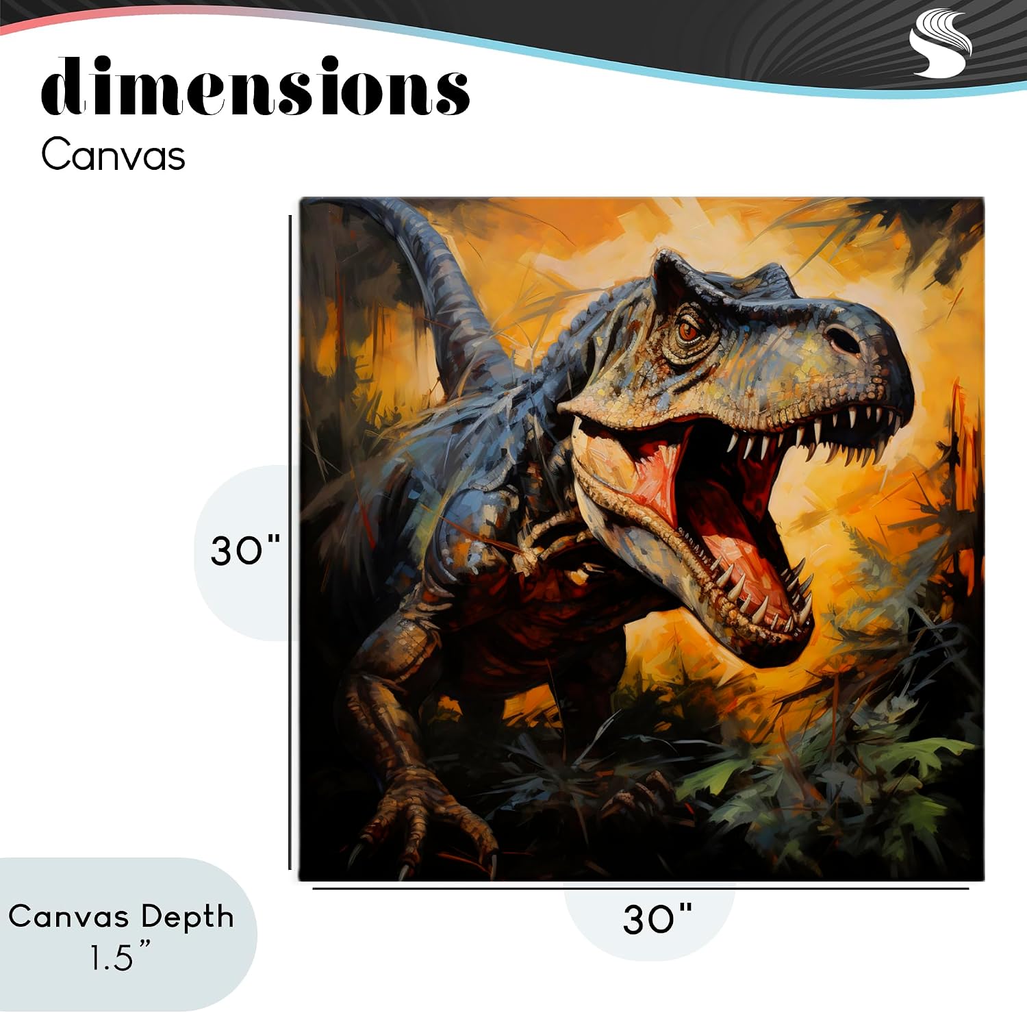 'Angry Dinosaur Roaring'| Canvas Art | Stupell Industries | 30 x 30 Inches, Easy to Hang and Sturdy, Made in USA, by Creative Studio