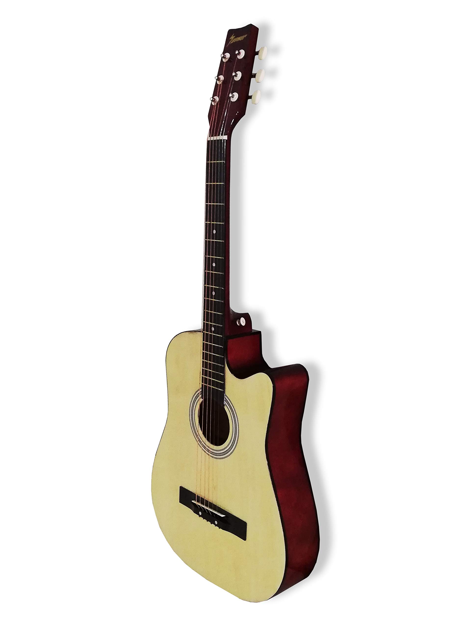 Chitarra classica acustica finitura naturale in legno, tradizionale 4/4 misura 96cm con corde in acciaio (Legno)