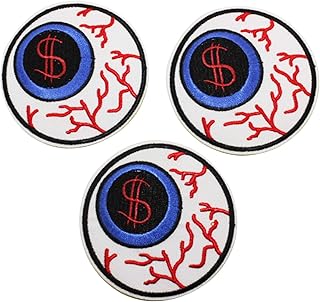 U-Sky Sew or Iron on Embroidered Patches | Eye with Dollar Sign Pupil Design | Creative Money Theme | Teens Young Adults | Jackets Bags Denim Jeans | 3"x3" 3PCs Pack
